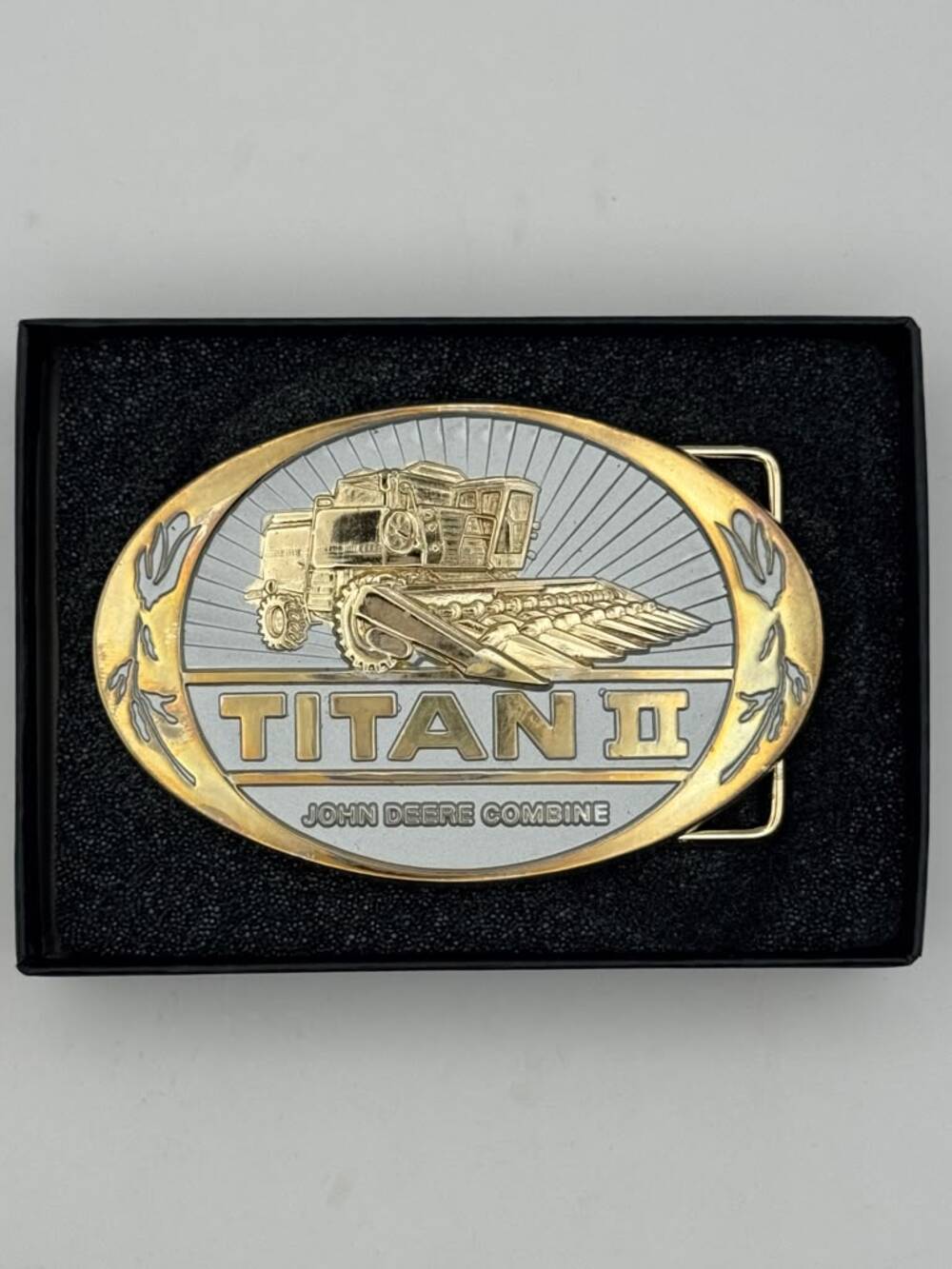 John Deere Titan II Combine Belt Buckle Combine Harvester Motif Oval Western